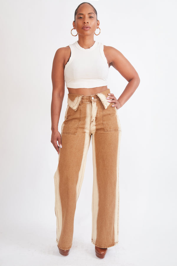 Collar Wide Leg Pants