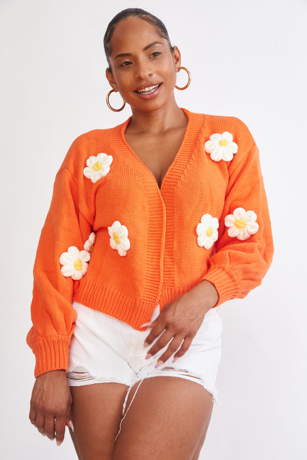 Orange Daises Sweater